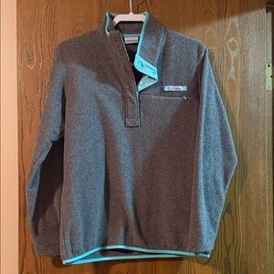Columbia Women’s Gray Zip-Up Sweater with Aqua Trim